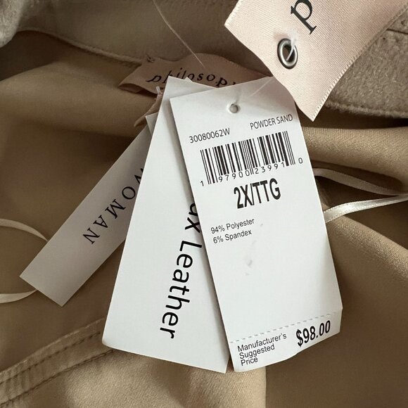 Philosphy Womens Plus Sz 2X Faux Suede Moto Military Jacket Powder Sand - Picture 8 of 11